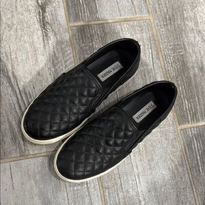 Steve Madden Black Quilted Women’s Slip-On Shoes